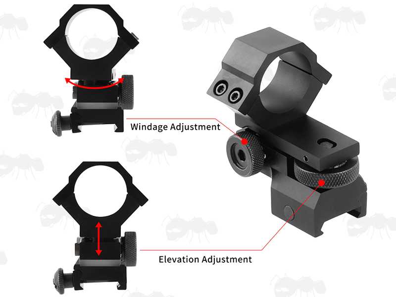 Adjustable Dials Guide on The 25mm Laser Illuminator Low Profile Mount with Weaver / Picatinny Fitting