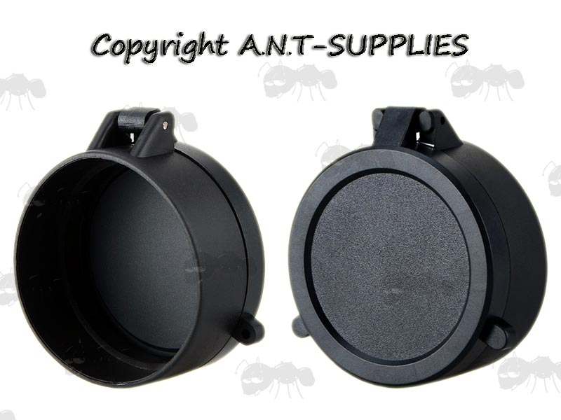 Front and Inner View of AnTac Black Flip-Up Rifle Scope Lens Covers
