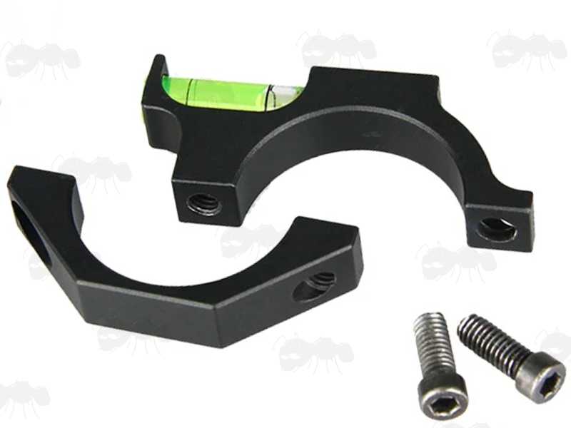 Anti Cant Spirit Level for 30mm Rifle Scope Tubes, Shown Dismantled