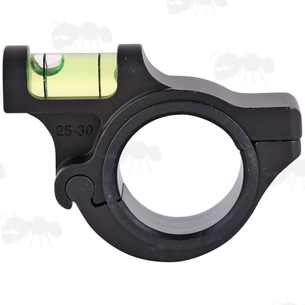 Black Anodised Anti Cant Spirit Level for 25mm or 30mm Rifle Scope Tubes with Hinge Fitting