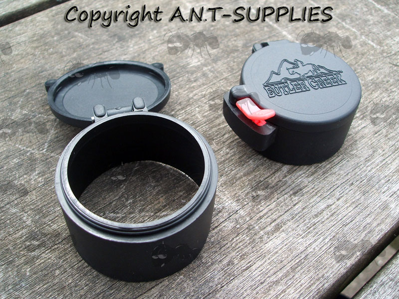 Pair of 42.2mm and 46.7mm Butler Creek Flip-up Lens Caps