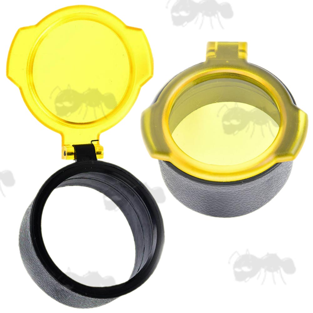 Pair of Yellow Through Covers for Rifle Scope Lens Protection