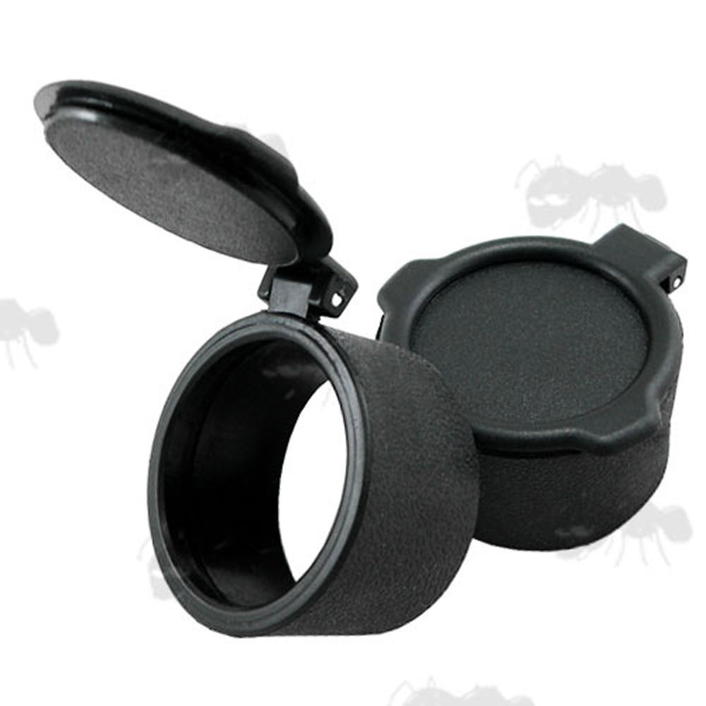 Pair of Black Flip-Up Lens Cover for Telescopic Rifle Scopes