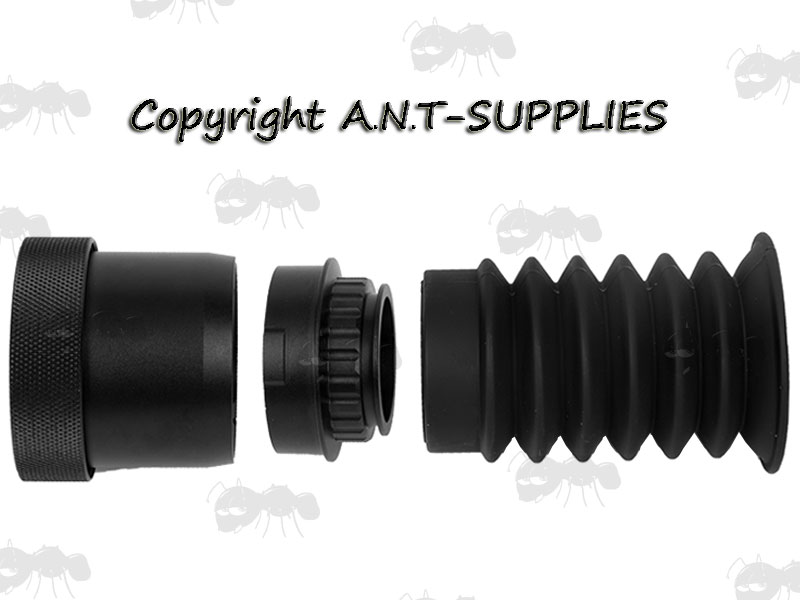 PARD Night Vision Scope Black Rubber Concertina Eyepiece Shown with Fittings