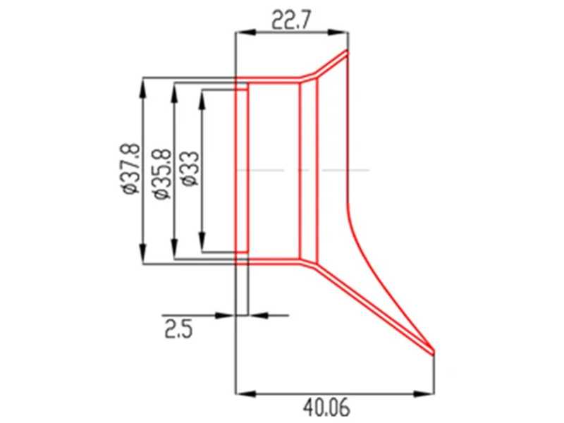 Specifications Diagram of the High Profile PVS Night Vision Sight Black Rubber Eyepiece with 33mm Diameter Fitting
