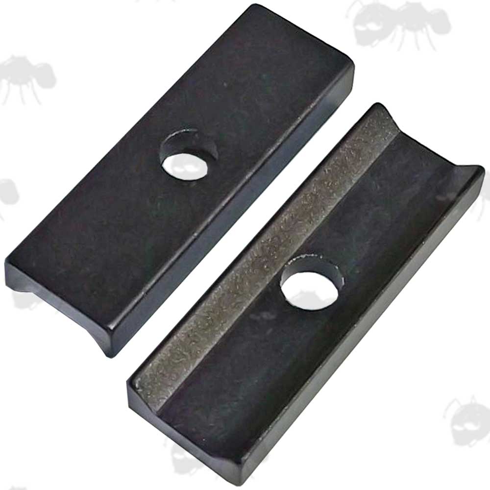 Pair of Black Anodised Long Clamp Jaw Plates for Rail Adapters