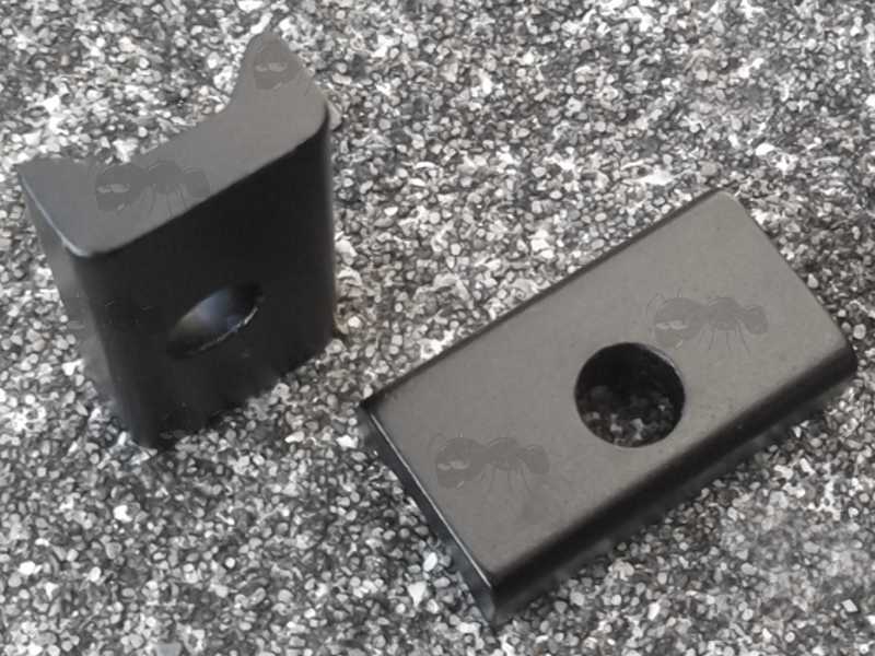 Pair of Black Anodised 25mm Long Clamp Jaw Plates for Weaver / Picatinny Rails