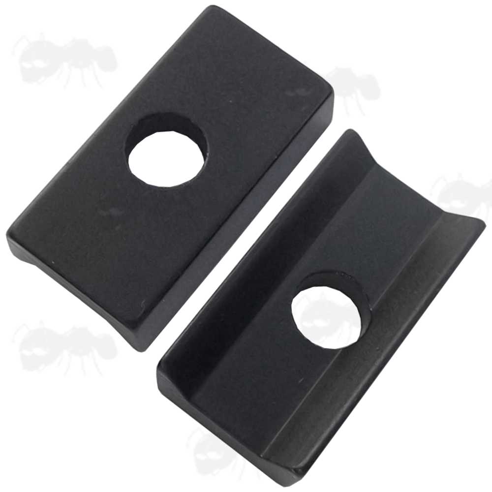 Pair of Black Anodised 25mm Long Clamp Jaw Plates for Weaver / Picatinny Rails