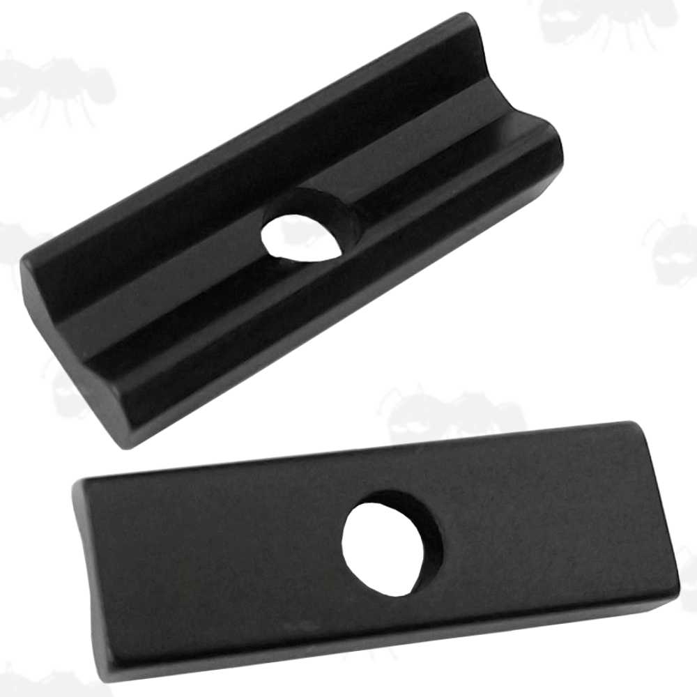 Pair of Black Anodised 35mm Long Clamp Jaw Plates for Weaver / Picatinny Rails