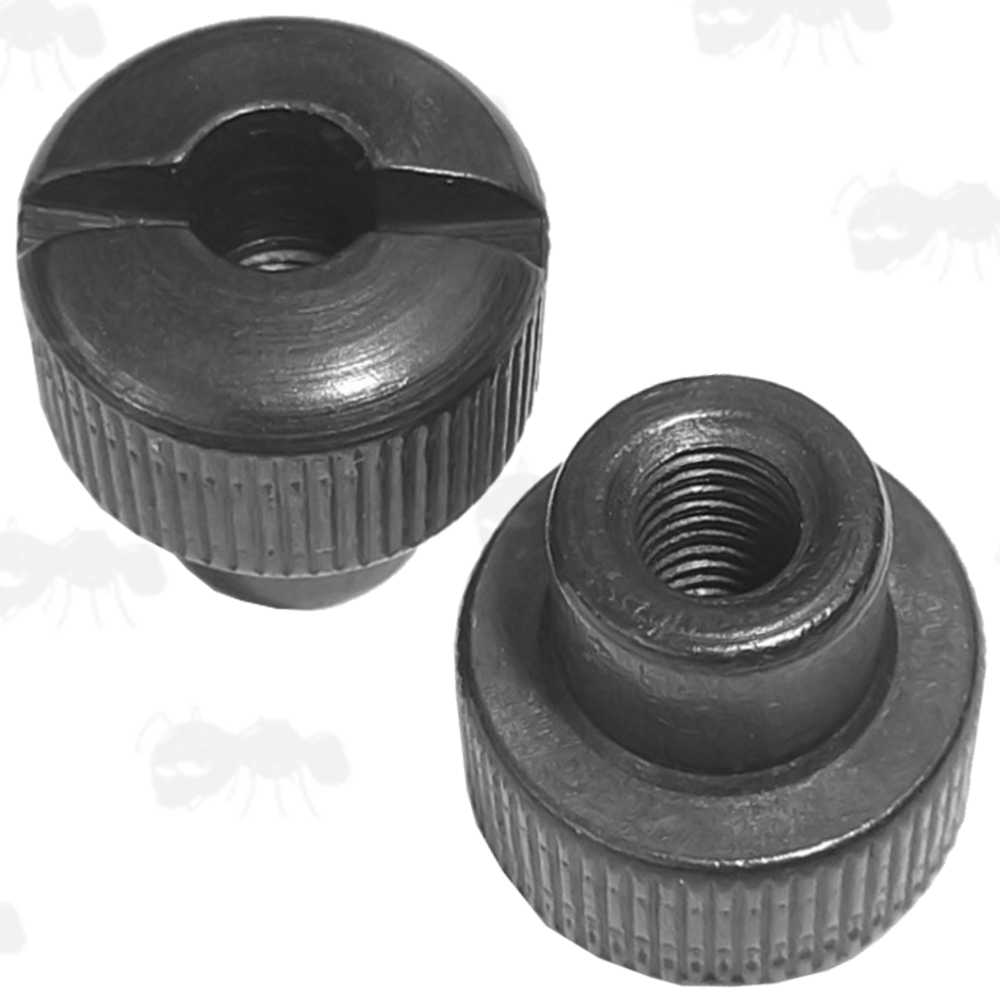 Pair of Black Finished M5 Thread Knurled Grip Domed Thumbscrew Nuts