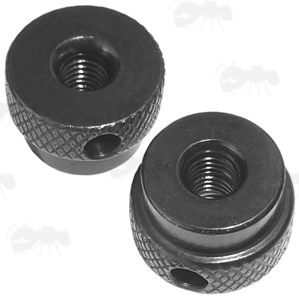 Pair of Black Finished M5 Thread Knurled Grip Round Thumbscrew Nuts