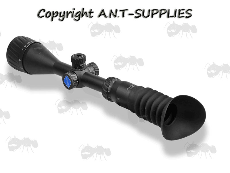 Wide Fit Concertina Pigs Ear Scope Eyepiece Shown Fitted to Rifle Scope