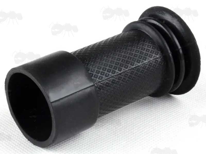 Fitting End View of The 38mm Diameter Fitting Black Rubber Rifle Scope Eyepiece Extender