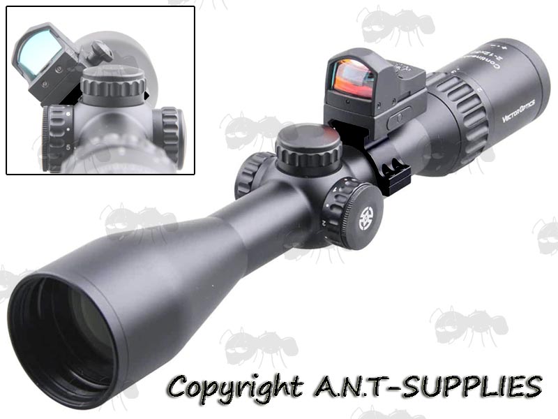 30mm Scope Tube Fitting Four Slot Accessory Rail Ring Mount Fitted to a Rifle Scope with Holosight