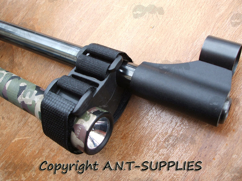 Universal Inline Rubber Block and Velcro Strap Mount Fitted to Airgun Barrel