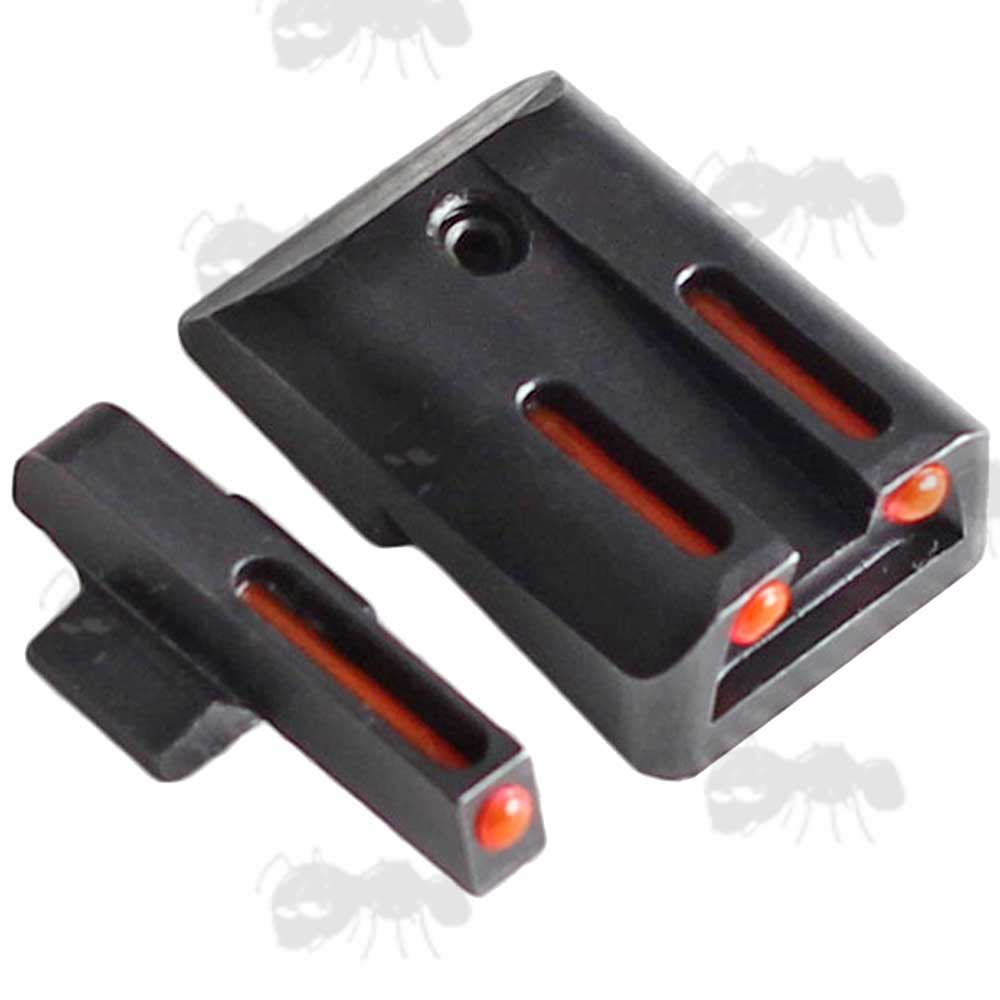 Front and Rear Red Fiber Optic Gun Sight Set For 1911 Pistols
