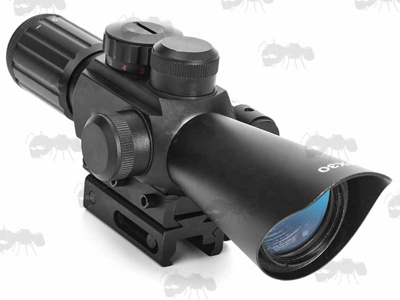 AnTac 4x32 Compact Illuminated Telescopic Scope with Built-In Red Laser Sight