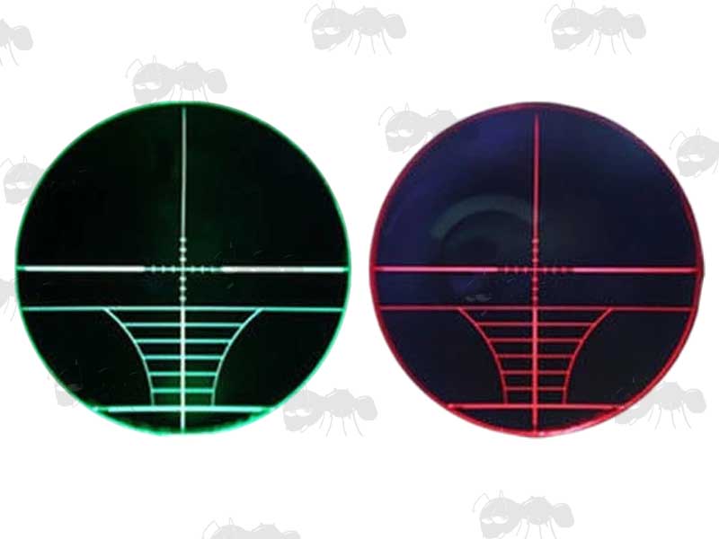 Green and Red Illuminated Range Finder Style Crosshair Scope Reticle