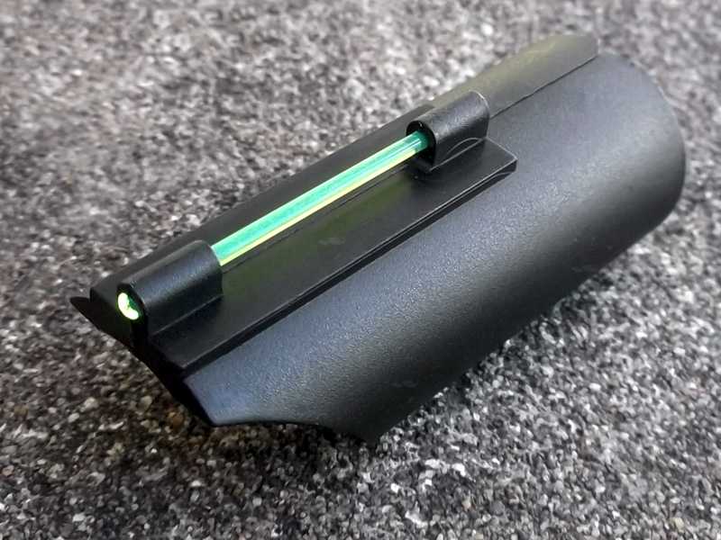 Top View of The Plain Shotgun Barrel Fiber Optic Sight with Green Fibre