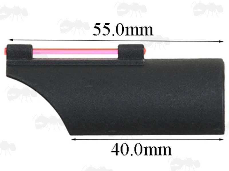 Side View of The Plain Shotgun Barrel Fiber Optic Sight with Red Fibre