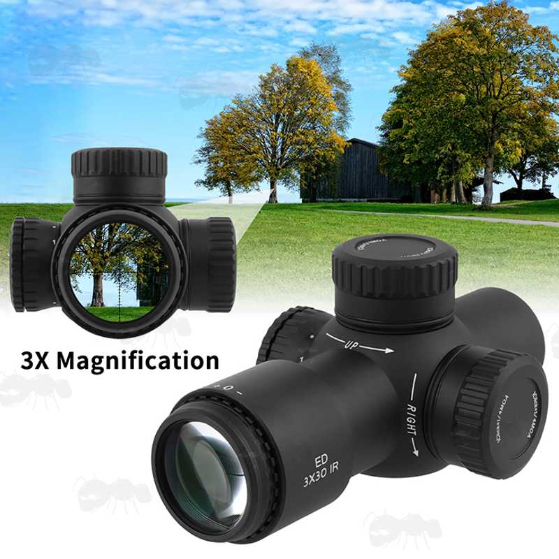 AnTac Compact 3x30 Prism Rifle Scope with Three Times Magnification