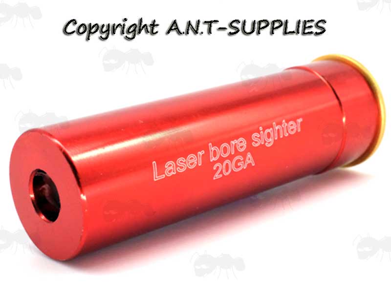 Red Anodised Aluminium 20 Gauge Shotgun Cartridge Style Laser Bore Sighter