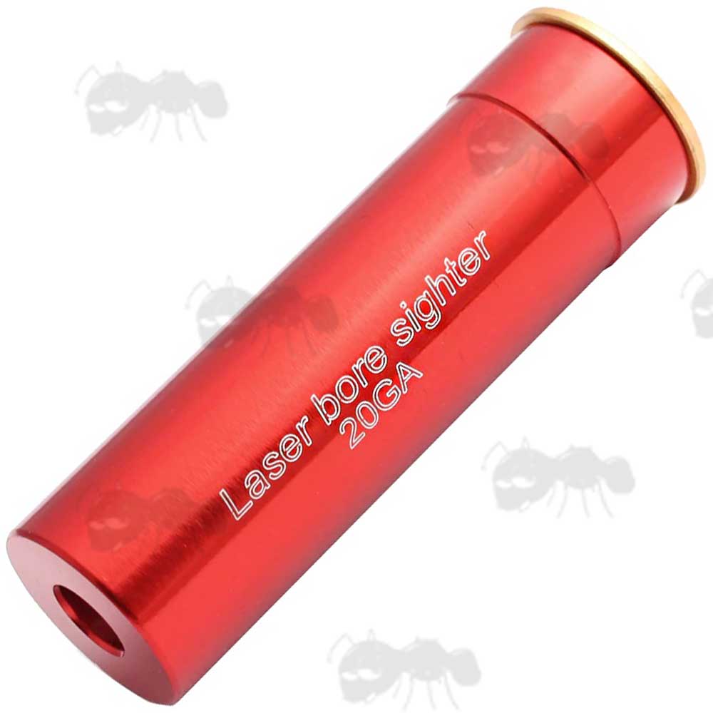 Red Anodised Aluminium 20 Gauge Shotgun Cartridge Style Laser Bore Sighter