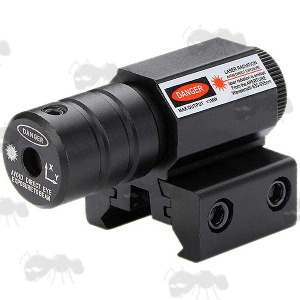Compact Smooth Black Aluminium Cylindrical Gun Rail Mounted Red Laser Sight