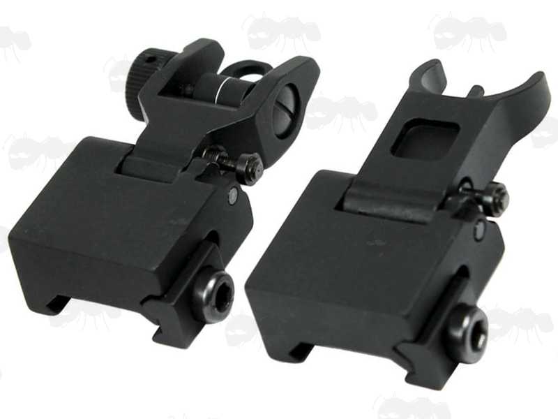 Front and Rear Compact Design Folding Iron Sights, Shown Folded Dow