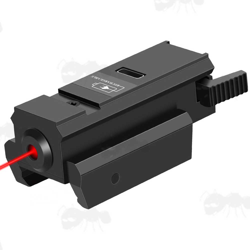 USB Rechargeable Low-Profile Black Aluminium Gun Rail Mount Red Laser Sight with One Slot Top Accessory Rail