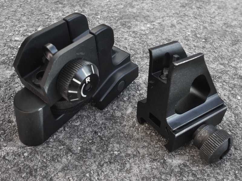 Pair of Black Airsoft CQB M4 Low-Profile Front and Rear Ironsights