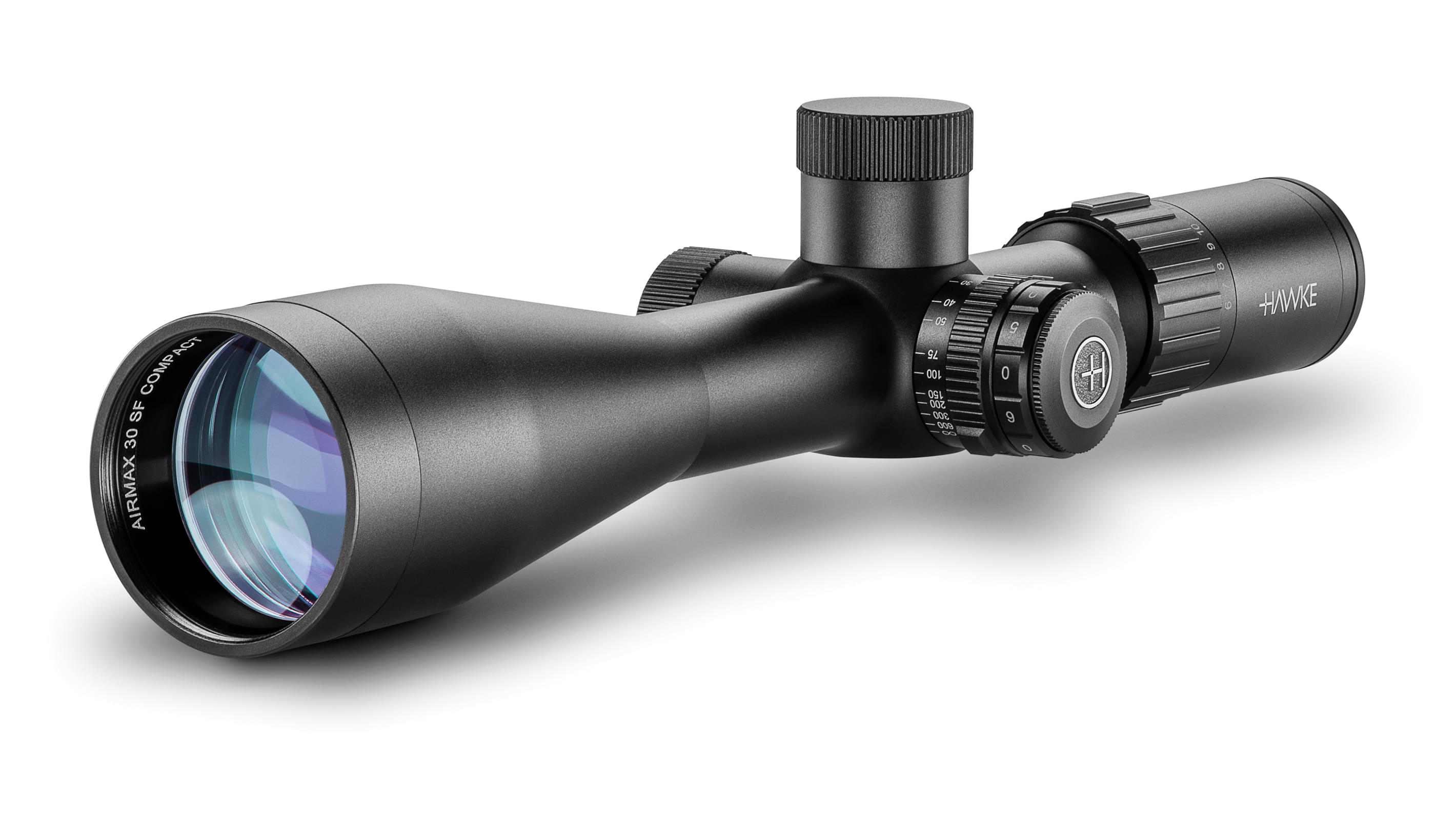 Objective End View Of The Hawke Airmax 30 SF Compact 6-24x50 AMX IR Air Rifle Scope