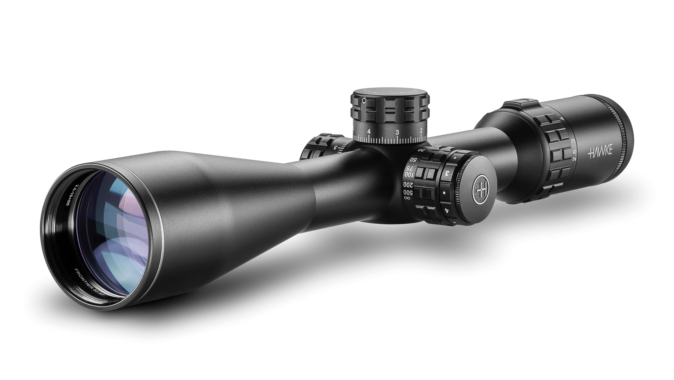 Objective End View Of The Hawke Frontier 30 SF 2.5-15x50 Mil Pro Rifle Scope