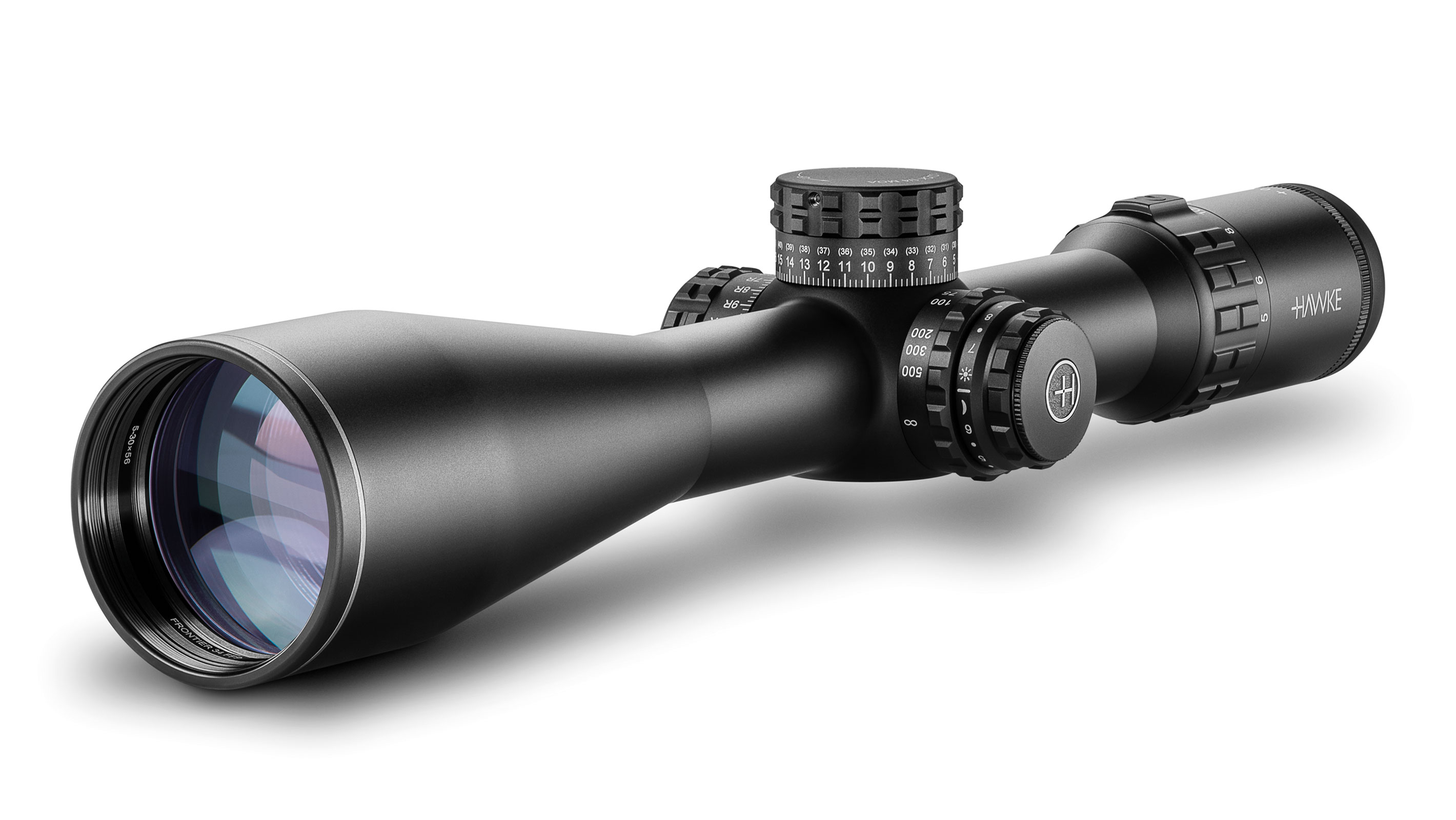 Objective End View Of The Hawke Frontier 34 FFP 5-30x56 MOA Pro Ext Rifle Scope