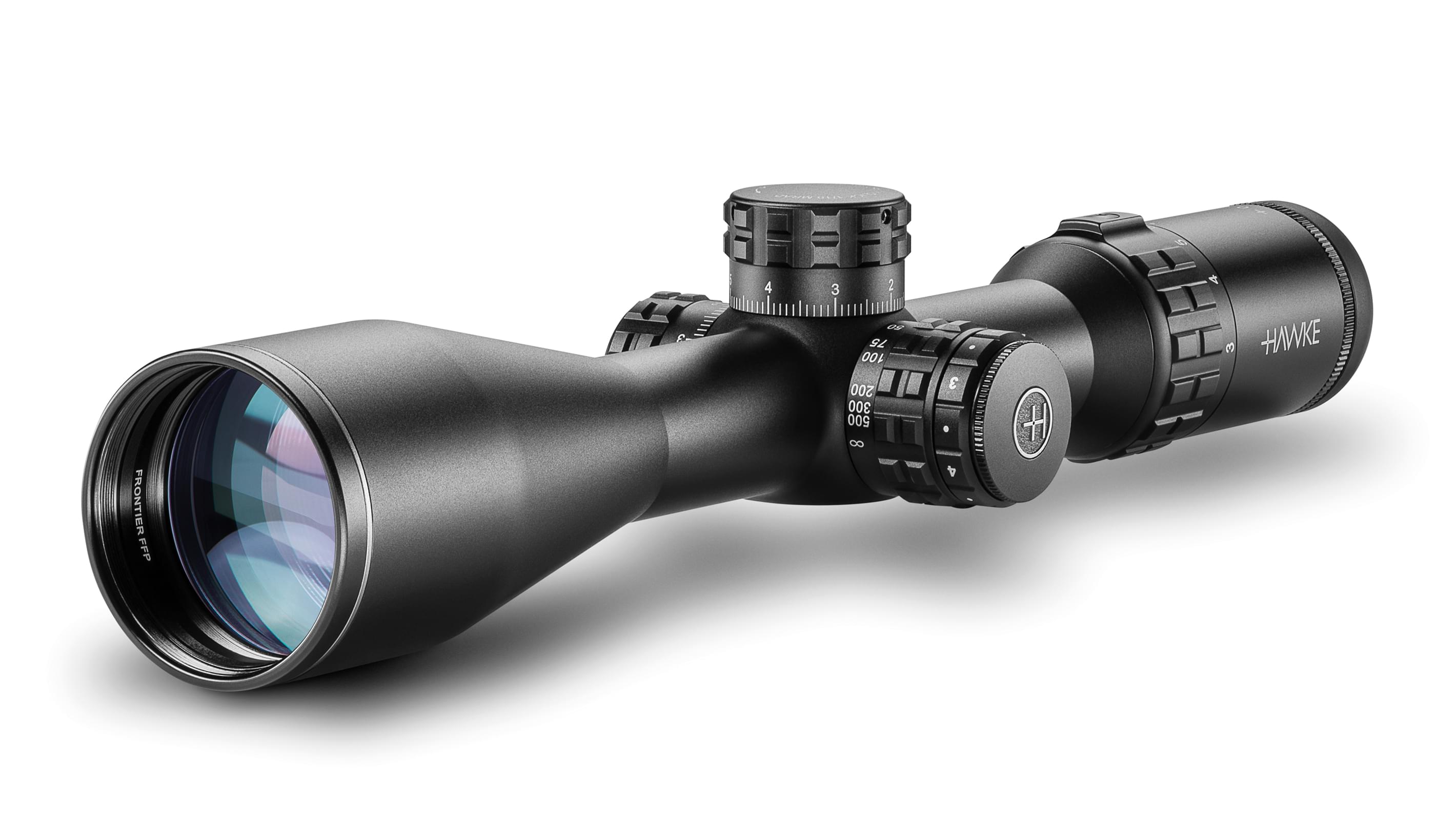 Objective End View Of The Hawke Frontier 30 FFP 3-15x50 Mil Pro Rifle Scope
