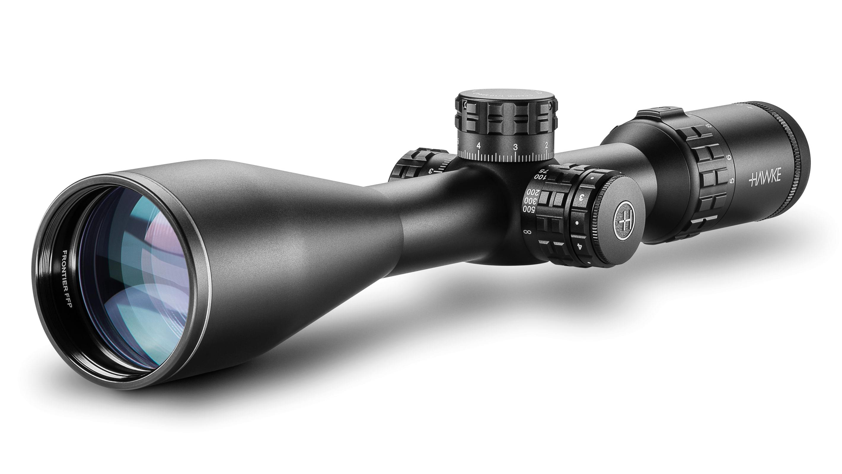 Objective End View Of The Hawke Frontier 30 FFP 5-25x56 Mil Pro Rifle Scope