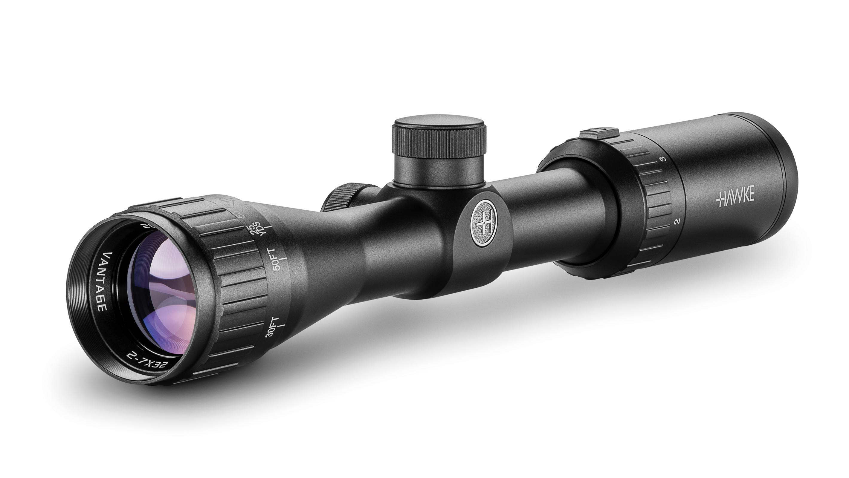 Objective End View Of The Hawke Vantage 2-7x32 AO Mil Dot Rifle Scope