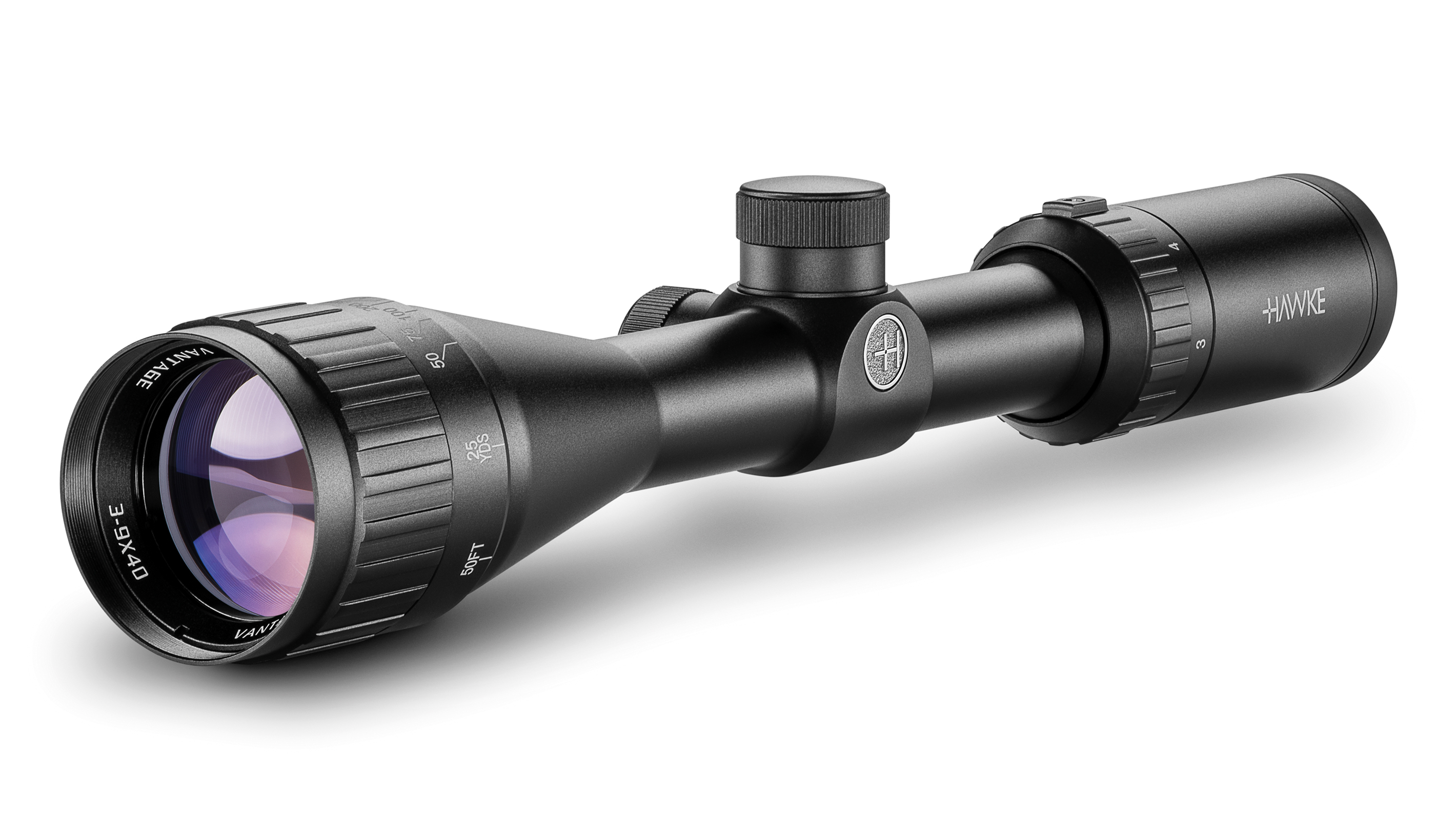 Objective End View Of The Hawke Vantage 3-9x40 AO Mil Dot Rifle Scope