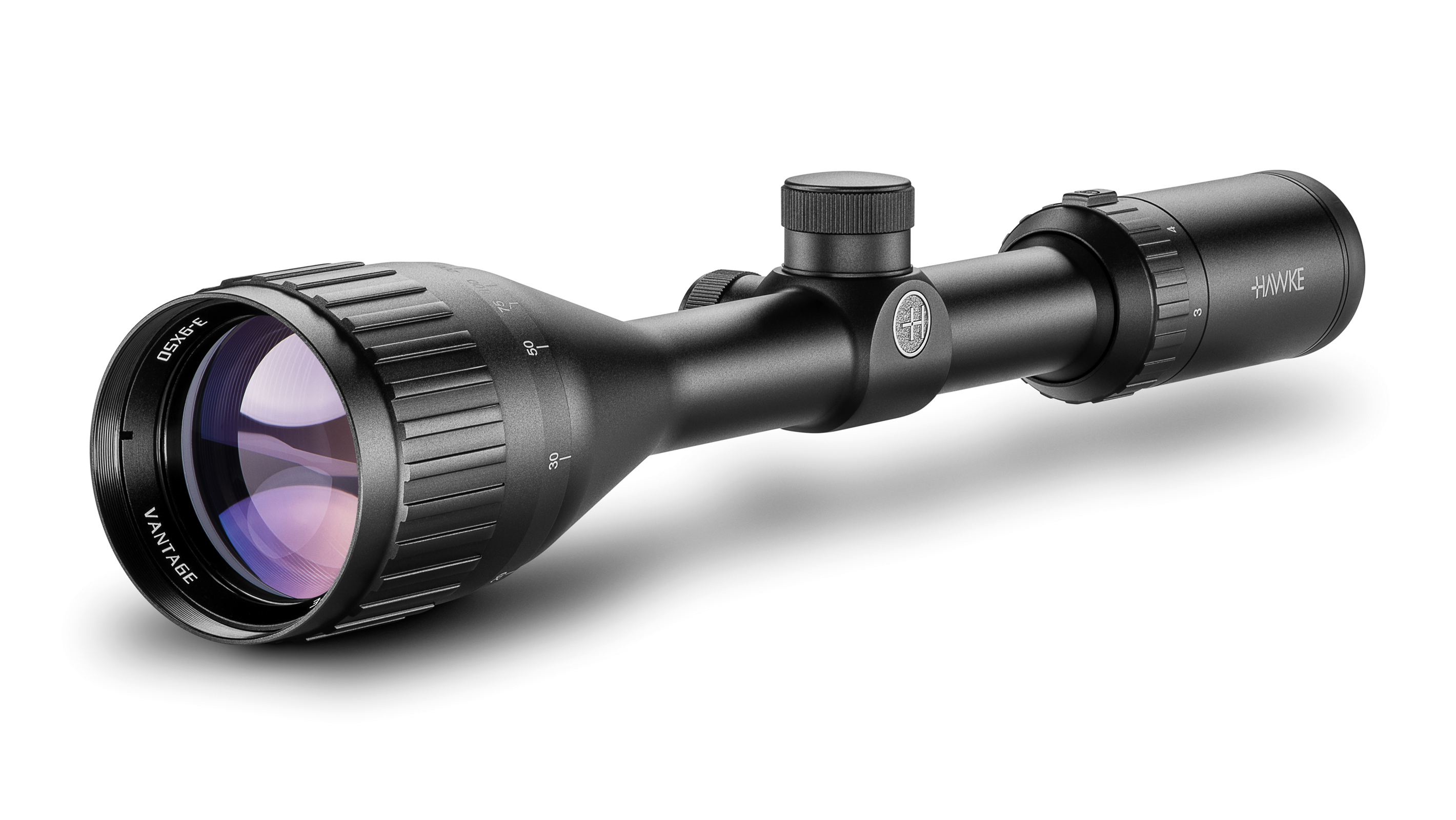 Objective End View Of The Hawke Vantage 3-9x50 AO Mil Dot Rifle Scope