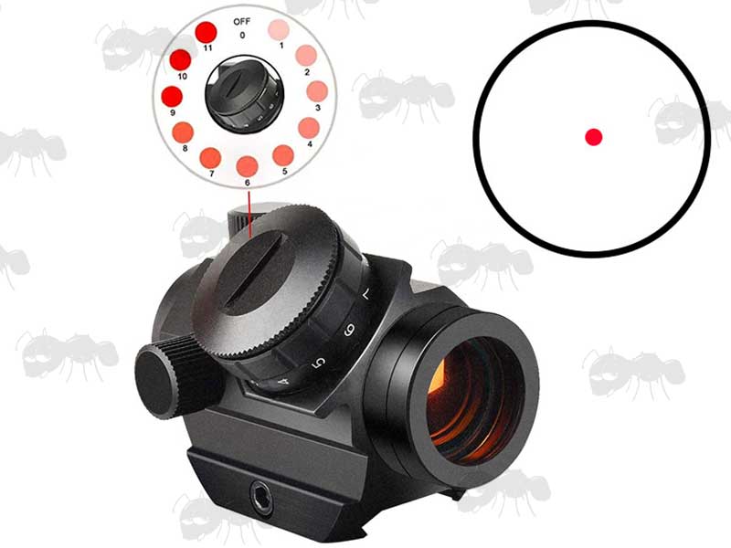 AnTac Micro Red Dot Sight with Rubber Bikini Style Lens Covers, On a Weaver / Picatinny Rail