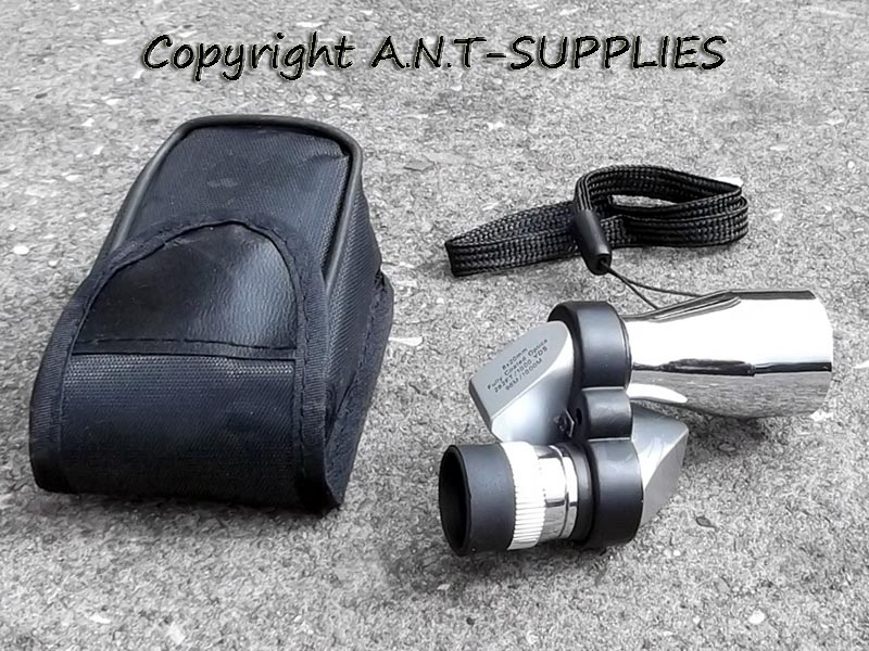 Silver Z Shaped Mini Compact Monocular with Black Nylon Pouch