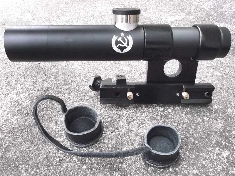 Front View of The Mosin Nagant Side Fitting Short Rifle Scope with Mount