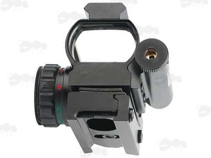 Base Rail Mount view of The Reflex Multi-Reticle Red / Green Dot Reflex Sight for Weaver / Picatinny Rails, with Integrated Red Laser Unit