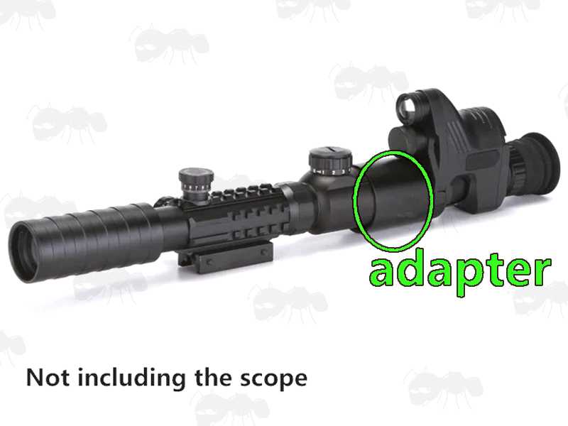 PARD Clip-On NV007V Series Night Vision Scope End Diameter Adapter, SHown Fitted to a Scope with PARD NV007
