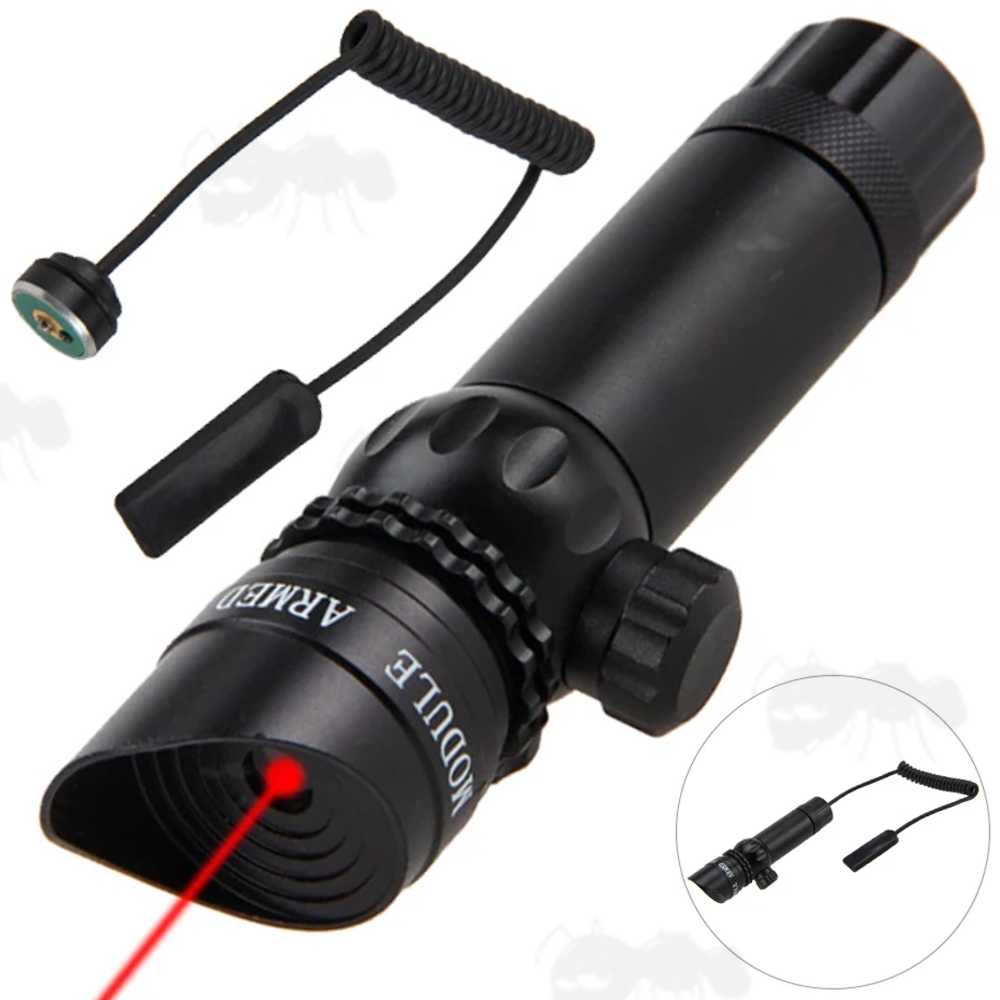 Adjustable Windage and Elevation Red Laser Rifle Sight with Rear Switch and Remote Tailcap