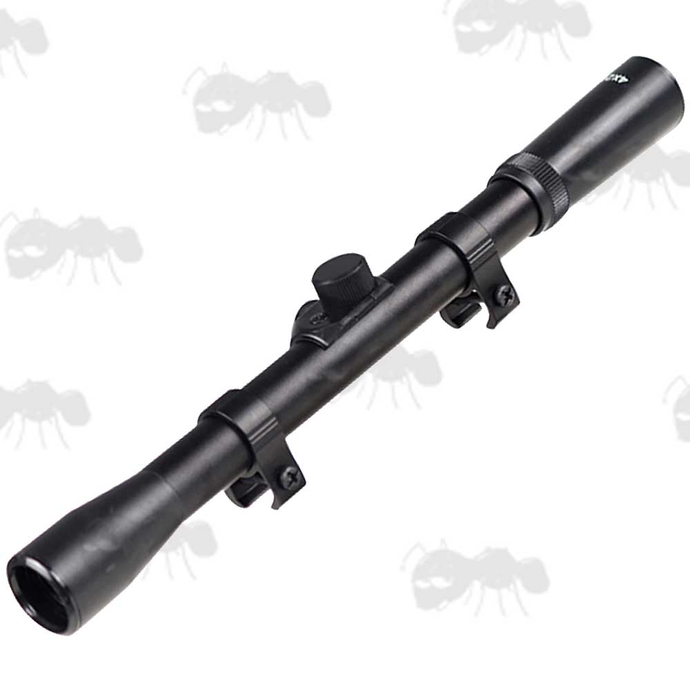 ANT 4x20 Duplex Crosshair Rifle Scope with Dovetail Rail Mounts & Lens Caps