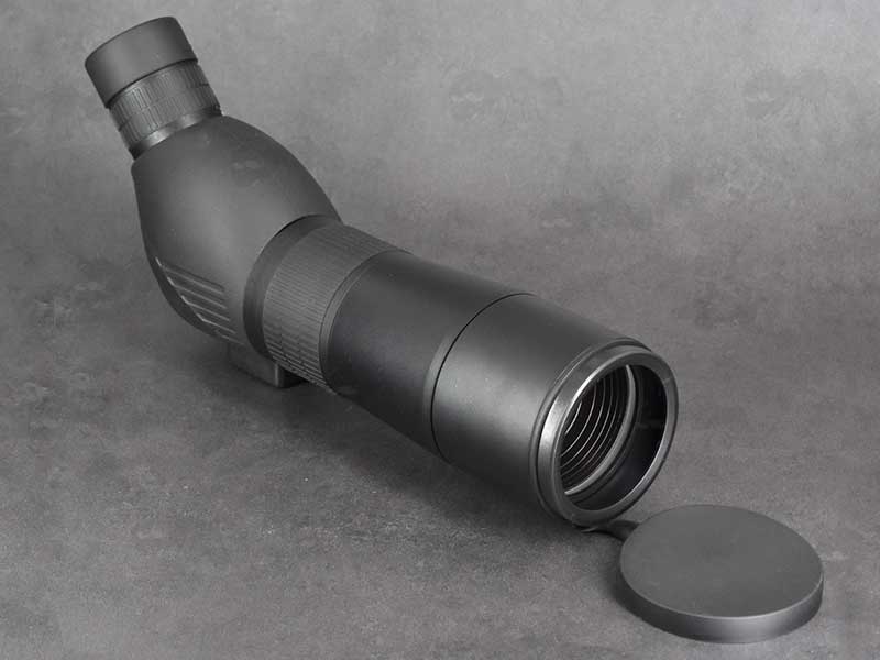 Objective End View of The All Black 25-75x70mm Spotting Scope with Lens Cover Off