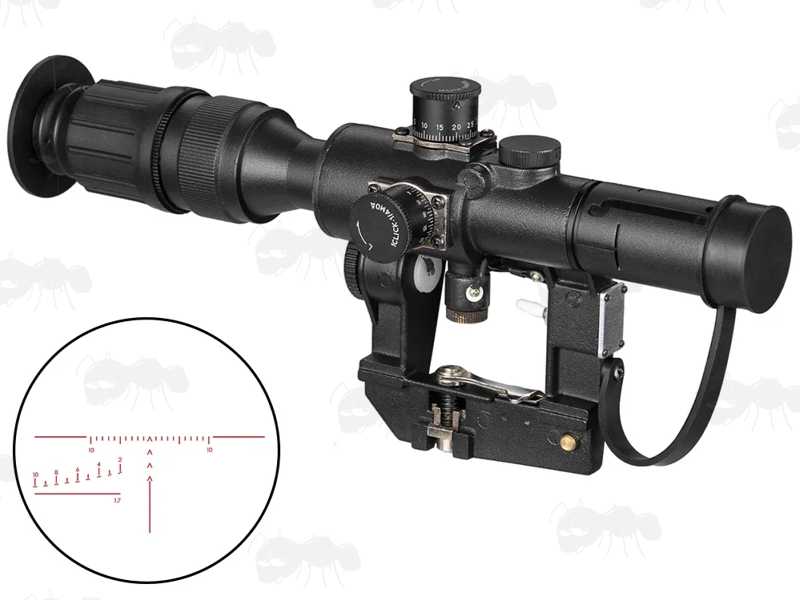 4x26 SVD Dragunov Illuminated Side Fitting Rifle Scope with Integrated Mount