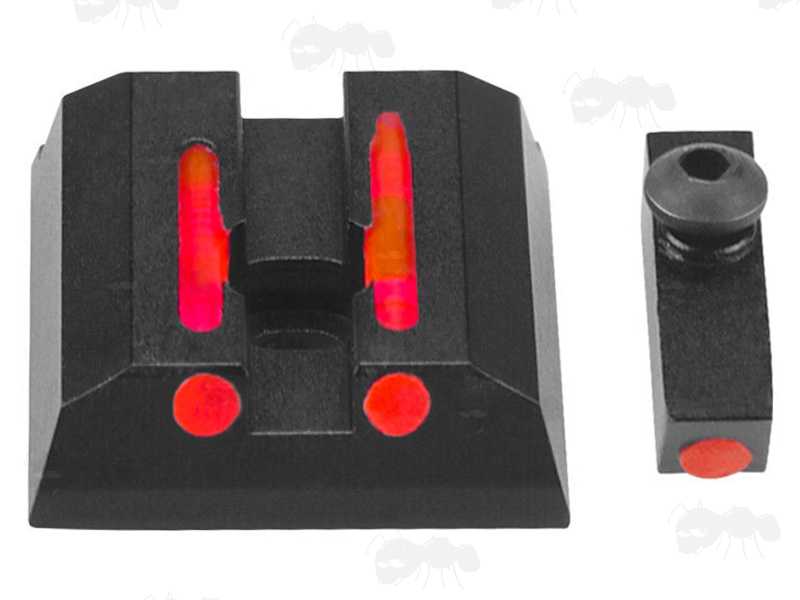Front and Rear Red Fiber Optic Gun Sight Set for Taurus Pistols