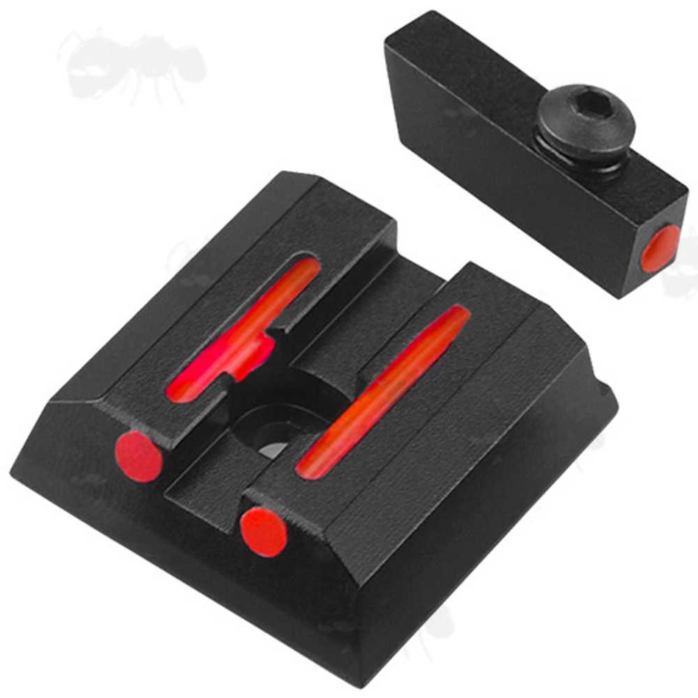 Front and Rear Red Fiber Optic Gun Sight Set for Taurus Pistols